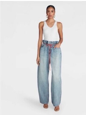 Kbb :KAHLANA Light Blue Wide-Leg Paperbag Jeans women size 6
